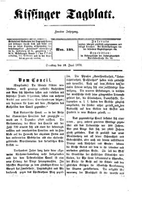 Kissinger Tagblatt Samstag 18. Juni 1870