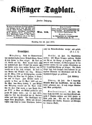 Kissinger Tagblatt Samstag 16. Juli 1870