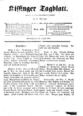 Kissinger Tagblatt Donnerstag 11. August 1870