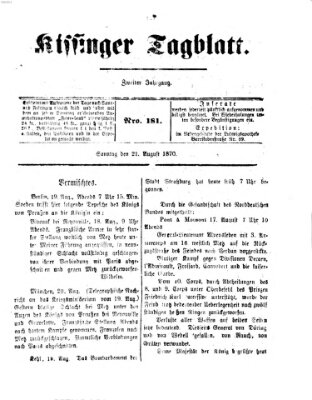 Kissinger Tagblatt Sonntag 21. August 1870