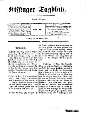 Kissinger Tagblatt Sonntag 28. August 1870