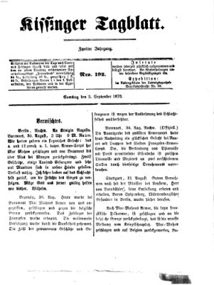 Kissinger Tagblatt Samstag 3. September 1870