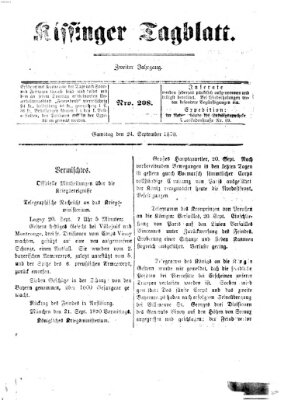 Kissinger Tagblatt Samstag 24. September 1870