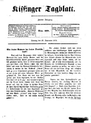 Kissinger Tagblatt Sonntag 25. September 1870