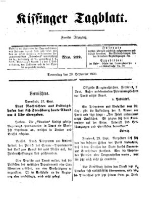 Kissinger Tagblatt Donnerstag 29. September 1870