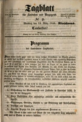 Tagblatt für Landshut und Umgegend (Kurier für Niederbayern) Montag 13. März 1848