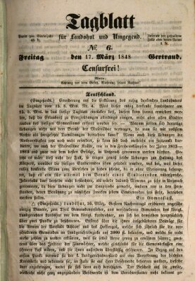 Tagblatt für Landshut und Umgegend (Kurier für Niederbayern) Freitag 17. März 1848