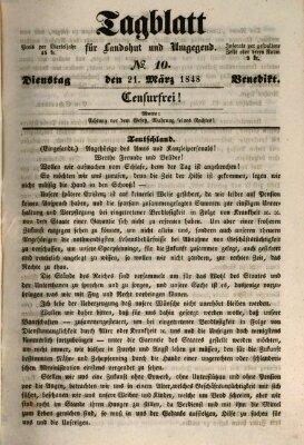 Tagblatt für Landshut und Umgegend (Kurier für Niederbayern) Dienstag 21. März 1848