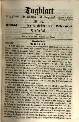 Tagblatt für Landshut und Umgegend (Kurier für Niederbayern) Mittwoch 22. März 1848