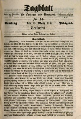 Tagblatt für Landshut und Umgegend (Kurier für Niederbayern) Samstag 25. März 1848