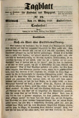 Tagblatt für Landshut und Umgegend (Kurier für Niederbayern) Mittwoch 29. März 1848