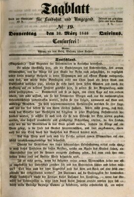 Tagblatt für Landshut und Umgegend (Kurier für Niederbayern) Donnerstag 30. März 1848