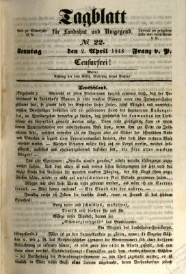 Tagblatt für Landshut und Umgegend (Kurier für Niederbayern) Sonntag 2. April 1848