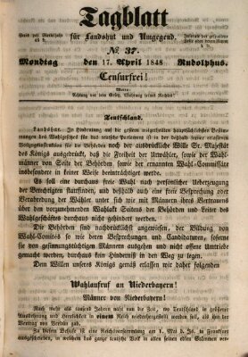 Tagblatt für Landshut und Umgegend (Kurier für Niederbayern) Montag 17. April 1848