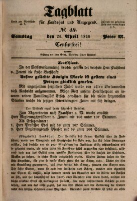 Tagblatt für Landshut und Umgegend (Kurier für Niederbayern) Samstag 29. April 1848