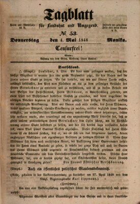 Tagblatt für Landshut und Umgegend (Kurier für Niederbayern) Donnerstag 4. Mai 1848