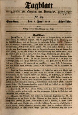 Tagblatt für Landshut und Umgegend (Kurier für Niederbayern) Samstag 3. Juni 1848