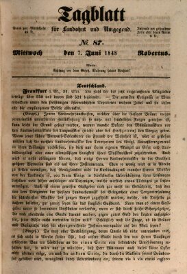 Tagblatt für Landshut und Umgegend (Kurier für Niederbayern) Mittwoch 7. Juni 1848