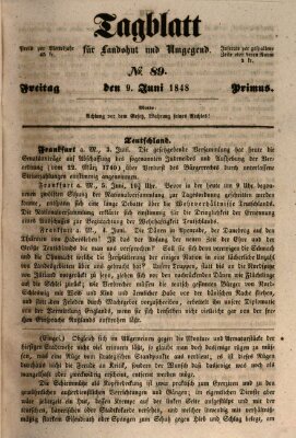 Tagblatt für Landshut und Umgegend (Kurier für Niederbayern) Freitag 9. Juni 1848