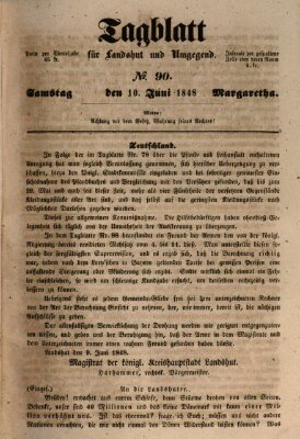 Tagblatt für Landshut und Umgegend (Kurier für Niederbayern) Samstag 10. Juni 1848