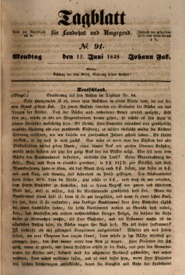 Tagblatt für Landshut und Umgegend (Kurier für Niederbayern) Montag 12. Juni 1848