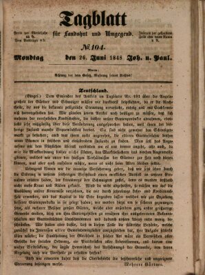 Tagblatt für Landshut und Umgegend (Kurier für Niederbayern) Montag 26. Juni 1848