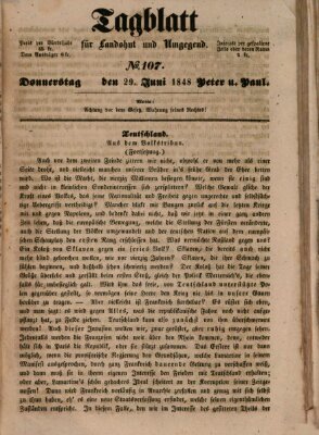 Tagblatt für Landshut und Umgegend (Kurier für Niederbayern) Donnerstag 29. Juni 1848