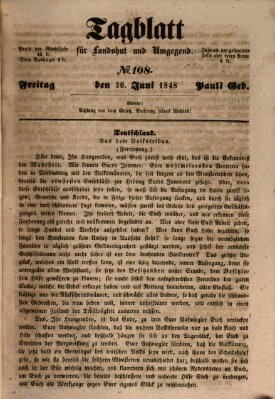 Tagblatt für Landshut und Umgegend (Kurier für Niederbayern) Freitag 30. Juni 1848