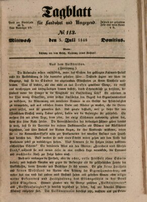 Tagblatt für Landshut und Umgegend (Kurier für Niederbayern) Mittwoch 5. Juli 1848