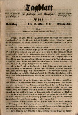 Tagblatt für Landshut und Umgegend (Kurier für Niederbayern) Sonntag 16. Juli 1848