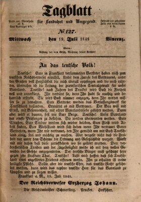 Tagblatt für Landshut und Umgegend (Kurier für Niederbayern) Mittwoch 19. Juli 1848