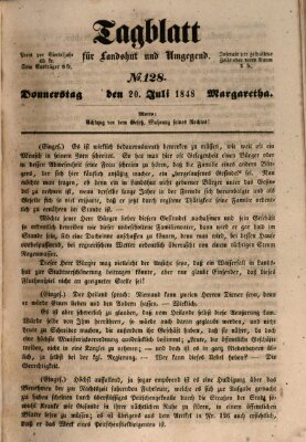 Tagblatt für Landshut und Umgegend (Kurier für Niederbayern) Donnerstag 20. Juli 1848