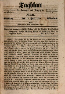 Tagblatt für Landshut und Umgegend (Kurier für Niederbayern) Sonntag 23. Juli 1848