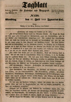 Tagblatt für Landshut und Umgegend (Kurier für Niederbayern) Montag 31. Juli 1848