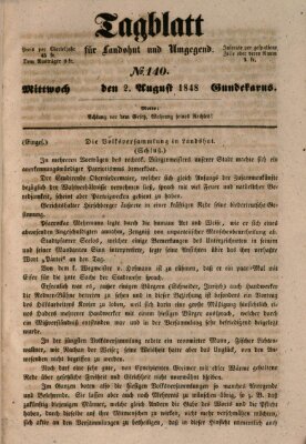 Tagblatt für Landshut und Umgegend (Kurier für Niederbayern) Mittwoch 2. August 1848