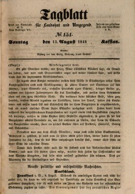 Tagblatt für Landshut und Umgegend (Kurier für Niederbayern) Sonntag 13. August 1848