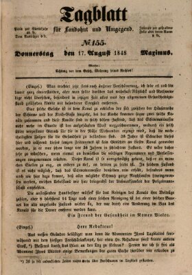 Tagblatt für Landshut und Umgegend (Kurier für Niederbayern) Donnerstag 17. August 1848