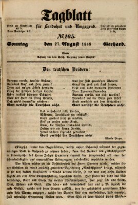 Tagblatt für Landshut und Umgegend (Kurier für Niederbayern) Sonntag 27. August 1848