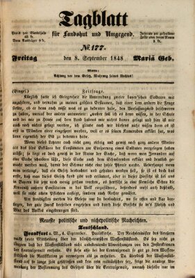 Tagblatt für Landshut und Umgegend (Kurier für Niederbayern) Freitag 8. September 1848