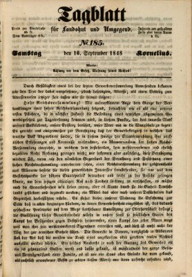 Tagblatt für Landshut und Umgegend (Kurier für Niederbayern) Samstag 16. September 1848