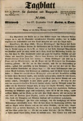 Tagblatt für Landshut und Umgegend (Kurier für Niederbayern) Mittwoch 27. September 1848