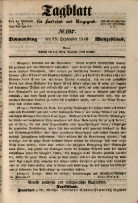 Tagblatt für Landshut und Umgegend (Kurier für Niederbayern) Donnerstag 28. September 1848