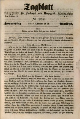 Tagblatt für Landshut und Umgegend (Kurier für Niederbayern) Donnerstag 5. Oktober 1848