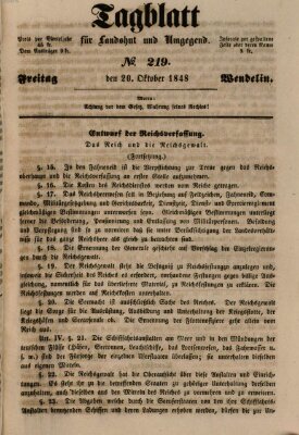 Tagblatt für Landshut und Umgegend (Kurier für Niederbayern) Freitag 20. Oktober 1848