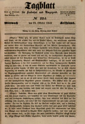 Tagblatt für Landshut und Umgegend (Kurier für Niederbayern) Mittwoch 25. Oktober 1848