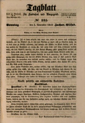 Tagblatt für Landshut und Umgegend (Kurier für Niederbayern) Sonntag 5. November 1848