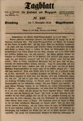 Tagblatt für Landshut und Umgegend (Kurier für Niederbayern) Dienstag 7. November 1848