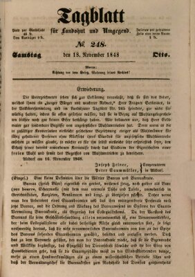 Tagblatt für Landshut und Umgegend (Kurier für Niederbayern) Samstag 18. November 1848