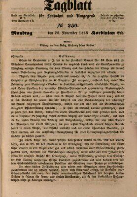 Tagblatt für Landshut und Umgegend (Kurier für Niederbayern) Montag 20. November 1848