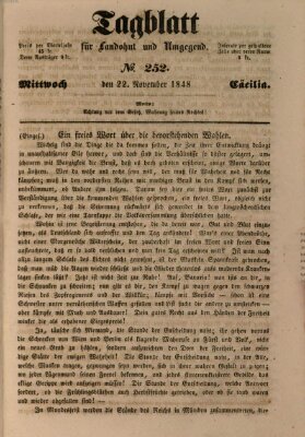 Tagblatt für Landshut und Umgegend (Kurier für Niederbayern) Mittwoch 22. November 1848